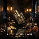 Firefly_Gemini Flash_High-end poster image of Rayhaan Pharaoh perfume bottle lying diagonally on a polishe 962975.webp
